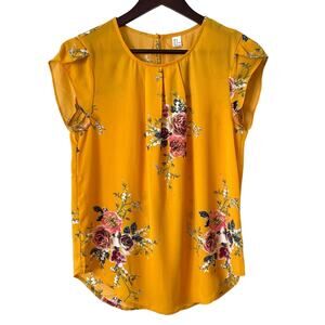 Yellow floral cap sleeve blouse